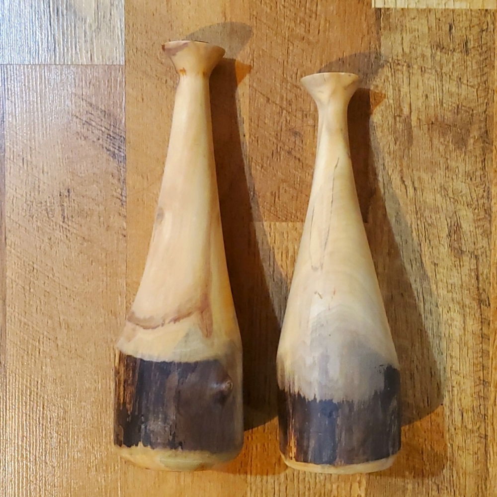 Aspen‎ wooden candlestick holders set of 2 signed/numbered by artist